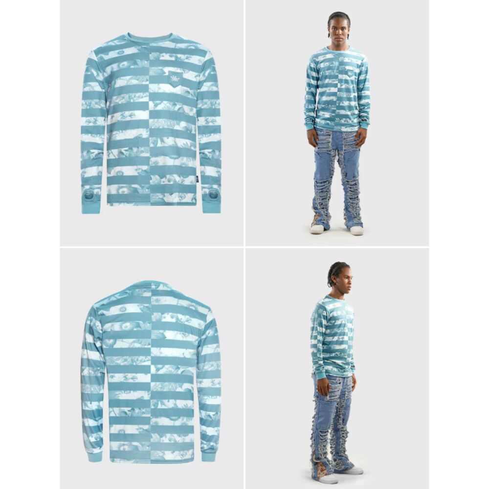The Hideout Clothing Flower Era Striped Pullover Crewneck - Long Sleeve - NWT